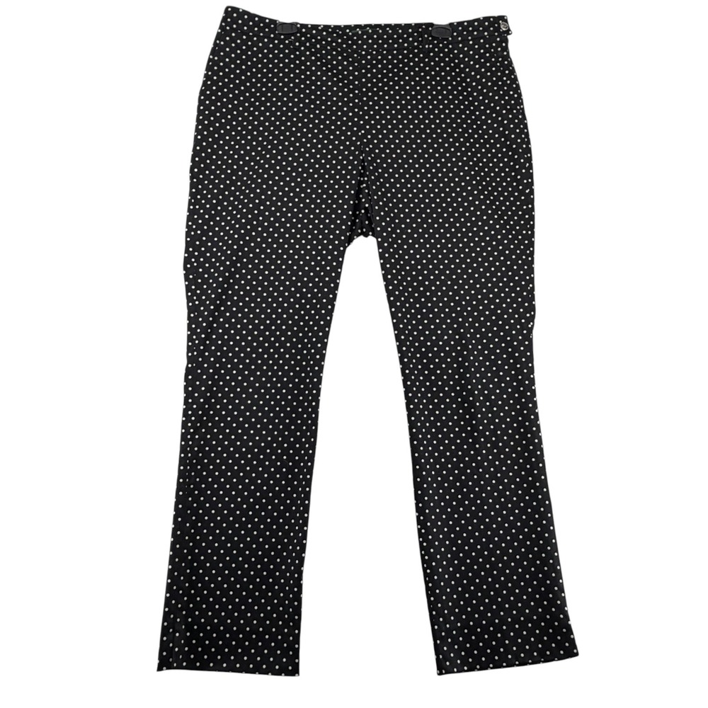 Lauren Ralph Lauren Polka Dot Pants Womens 16 Black White Ankle Trousers Stretch
